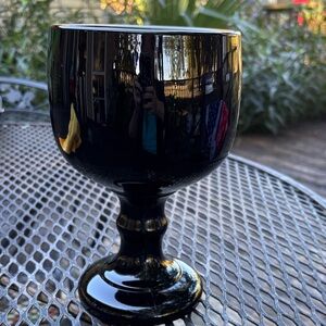1930's black amethyst glass goblet by Tiara Indiana Glass Co